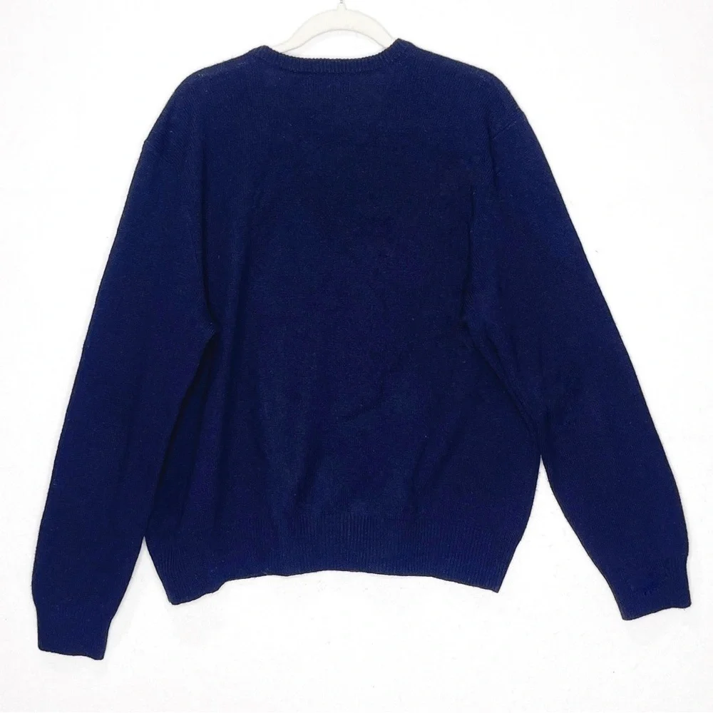 Polo Ralph Lauren Men’s 100% Lambs Wool V-Neck Sweater Embroidered Logo XL Navy